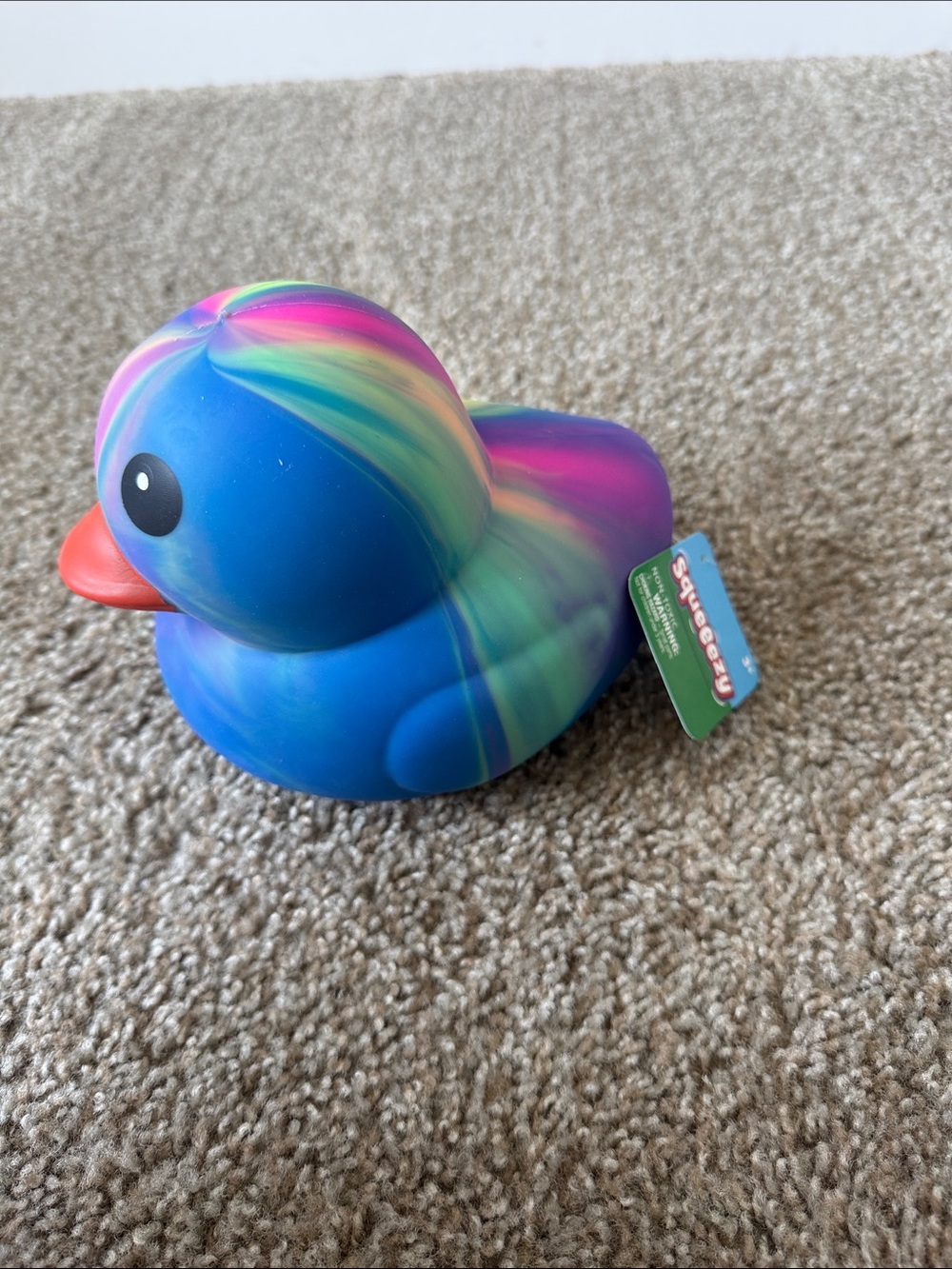 Colorful Tie-Dye Rubber Duck with Orange Beak